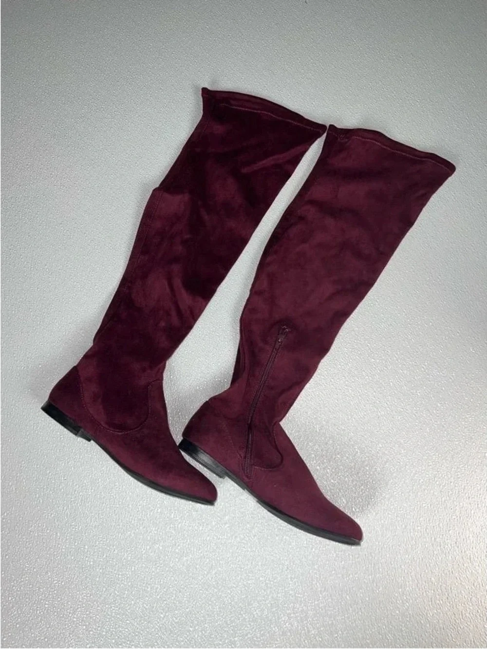 Celia Women's Wine Unique Tall Suede Stretch Knee Boot Size 7 Brand New